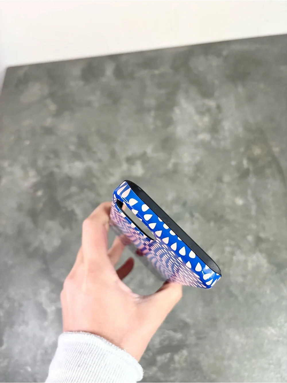 Burga pink blue patterned phone case iPhone 15 azure waters